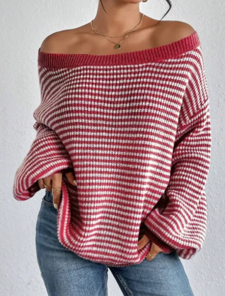 The Noa Off-Shoulder Stripe Knit