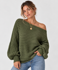 The Arden Boat Neck Knit in Army Green